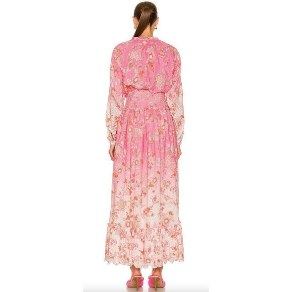 NWT Hemant and Nandita Sidra Maxi Dress, Pink Cotton Long Sleeve Size Small - Picture 12 of 13